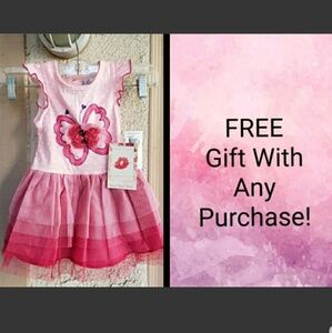 FREE New Size 2 Toddler Girls Pink Butterfly Dress